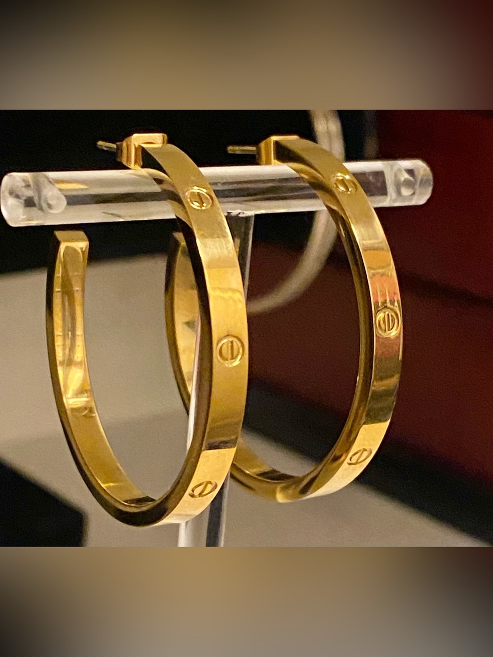 Fashion Jewelry 14K Gold-Plated -Inspired C Logo -Detail Hoop Earrings